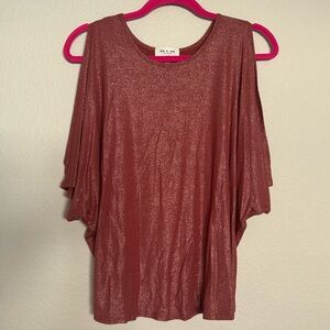 Kim & Cami Cold Shoulder Shimmer Blouse